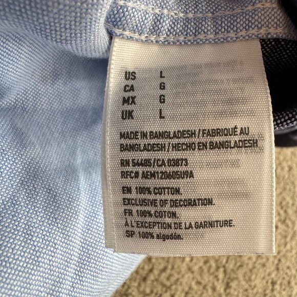 American Eagle Vintage‎ Y2K Patchwork Denim Button Up Shirt Mens Classic Fit L - Picture 4 of 7